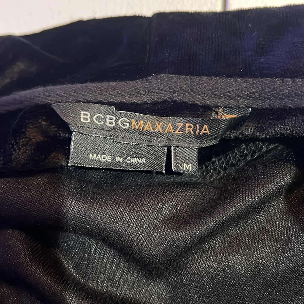 BCBGMaxAzria  Y2K 90s black rhinestone silver embellished Velour Track Suit M - Picture 11 of 16
